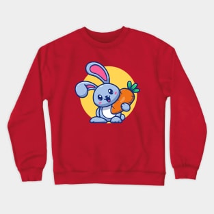 Cute Rabbit Holding Carrot Cartoon Crewneck Sweatshirt